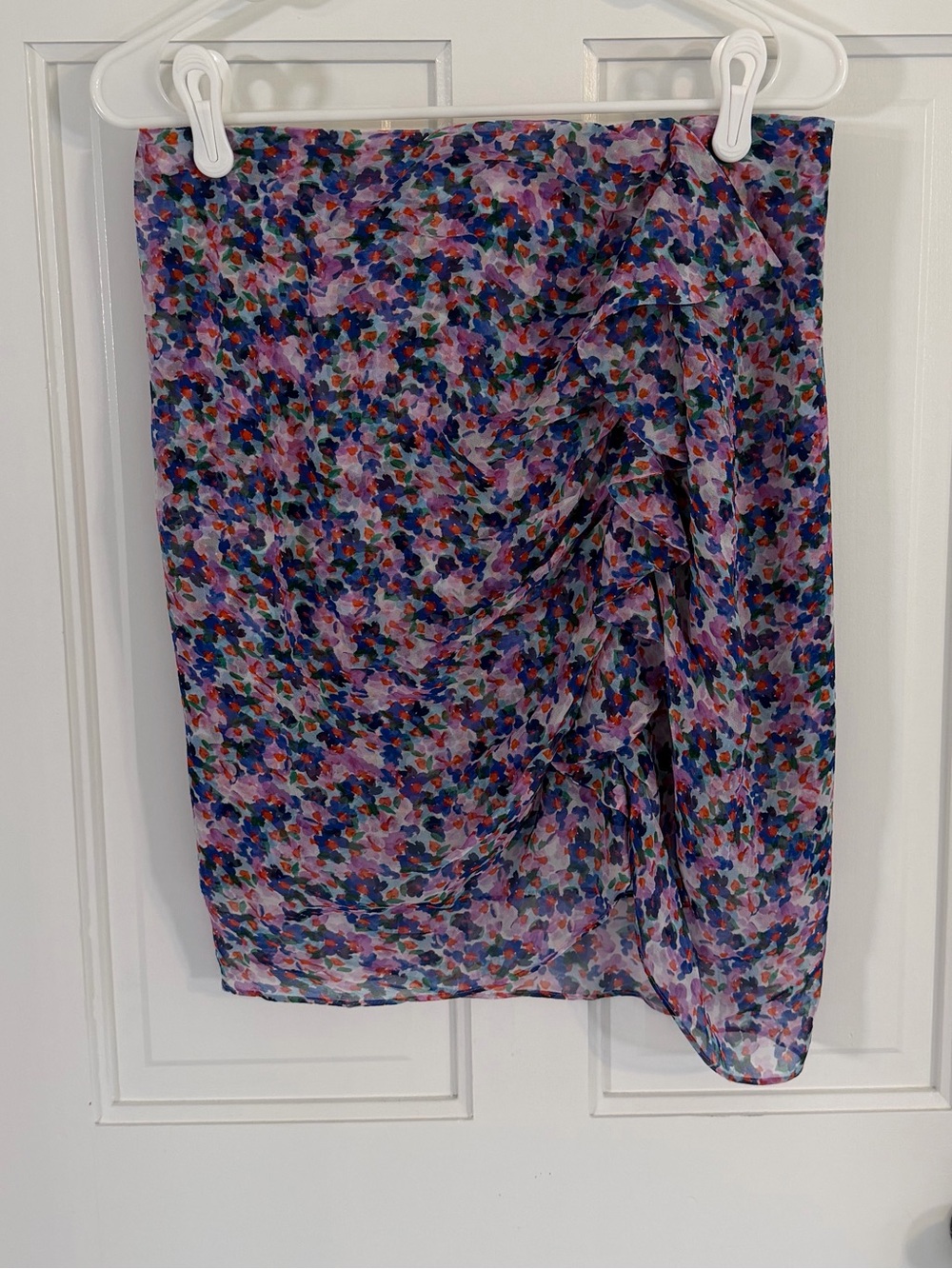 Veronica Beard Spencer Silk Floral Ruched Ruffle Mini Skirt Size 8